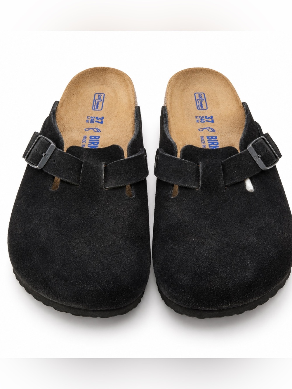 Birkenstock Boston Black Suede Soft Footbed Clogs – EU 37 Regular
